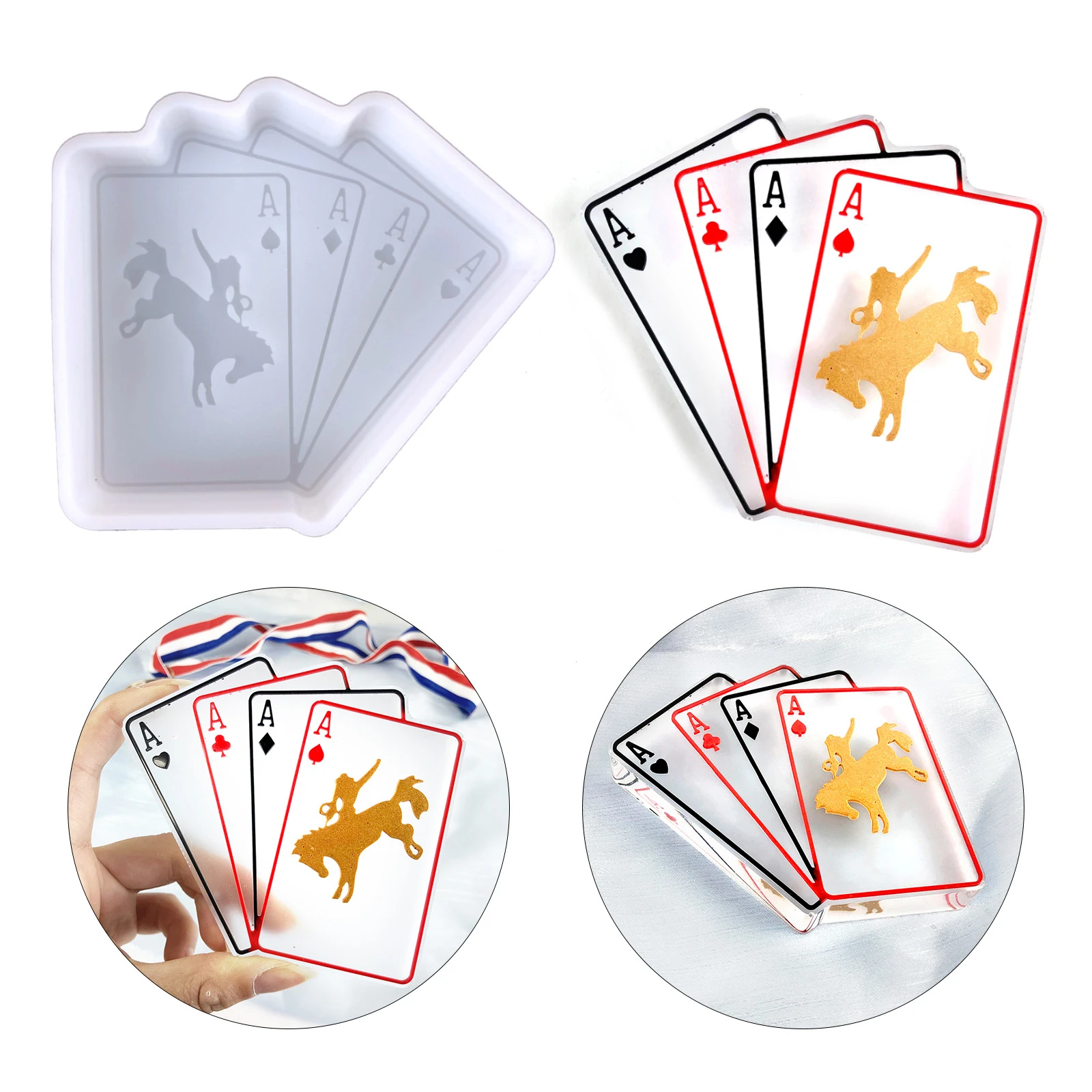 

Playing Card Aromatherapy Epoxy Resin Mold DIY Plaster Candle Aromatherapy Ornaments Car Aromatherapy Pendant Silicone Mold