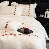 Ensemble de quatre pièces en coton hommage satin haut de gamme, simple et luxueux, rencontre un ensemble de lit, années 50 2