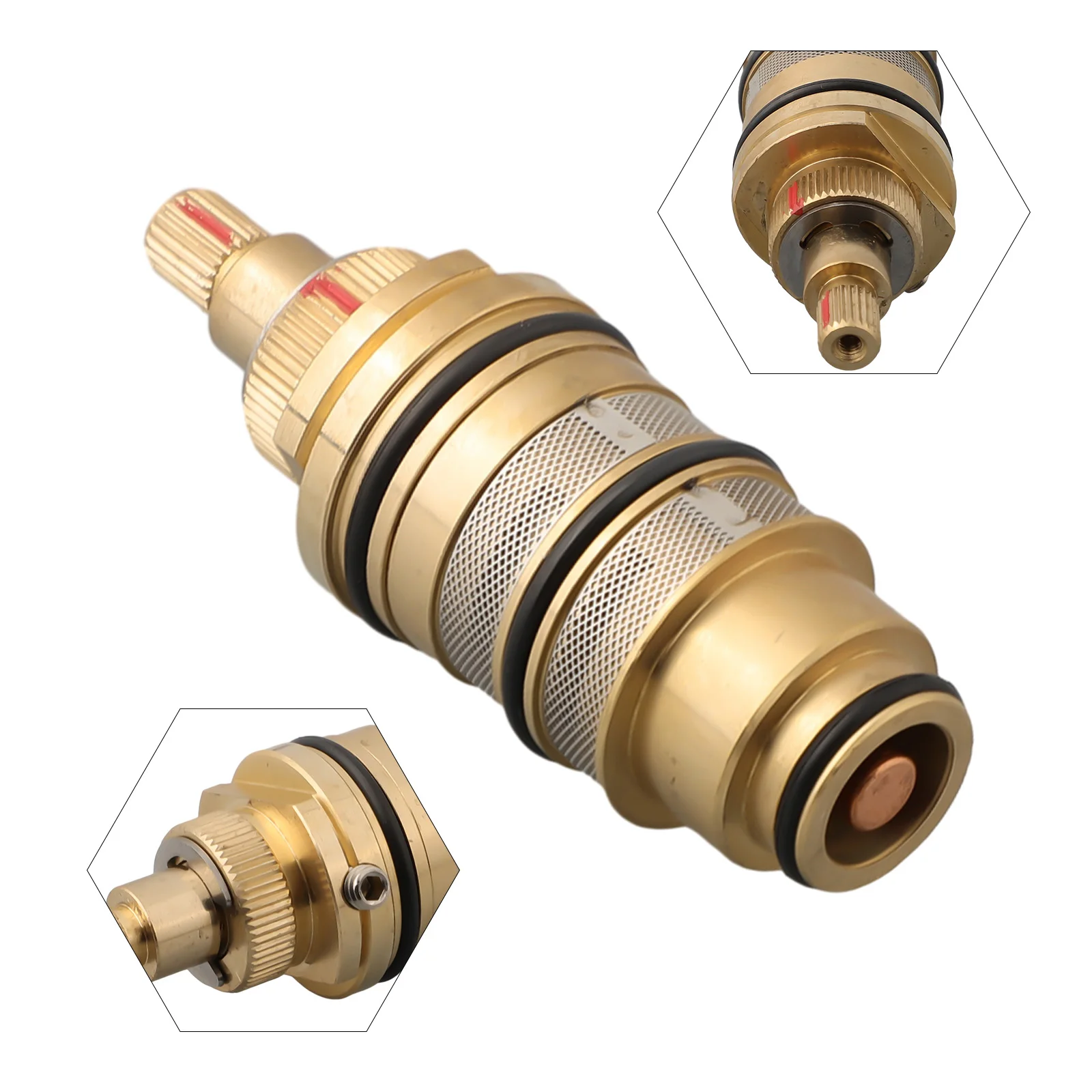 

Safety Override Knob Thermostatic Cartridge Shower Bar Mixing Temp Range Thermostat Replacement Copper Precision