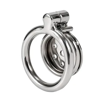 Stainless Steel Mini Male Small Metal Penis Cage Lock Bondage Bird Chastity Cage Belt Cock Ring Slave Restraint Trainer BDSM Man 4