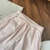 Ensembles de vêtements pour enfants, haut à manches courtes avec nœud + pantalon à jambes larges à carreaux, ensemble de 2 pièces, vêtements pour enfants en bas âge 4