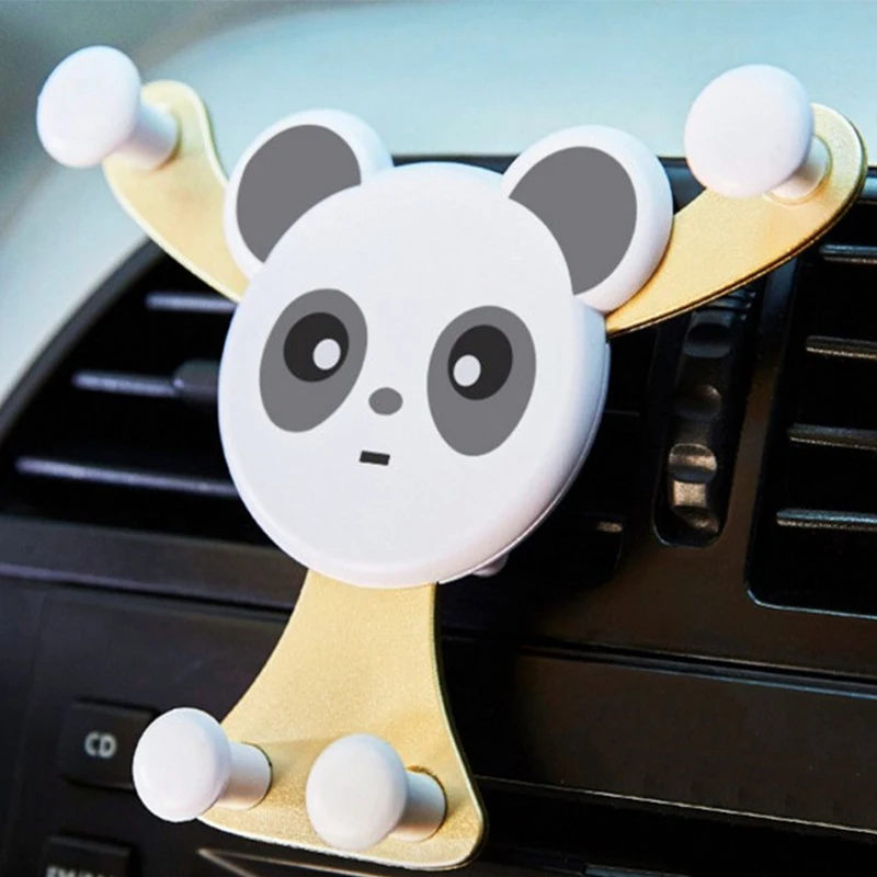 

Cute Panda Car Gravity Phone Holder Air Vent Clip Mount Mobile Cell Stand Bracket GPS Support for iPhone Xiaomi Auto Accessories