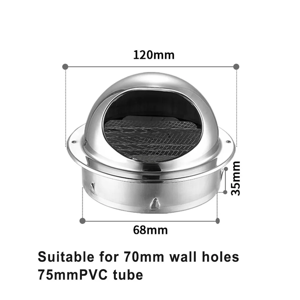 

Ветрозащитная решетка для вентиляционного отверстия, нержавеющая сталь, 75-200 мм