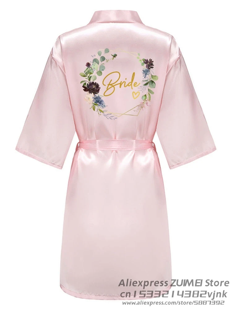 Wedding Satin Dressing Fixed printing EVJF Print Gown Personalized Bride Team Bathobe Bridal Party Bridesmaid Robes women dress women sleepwear bride robes silk robe sleepwear pajamas