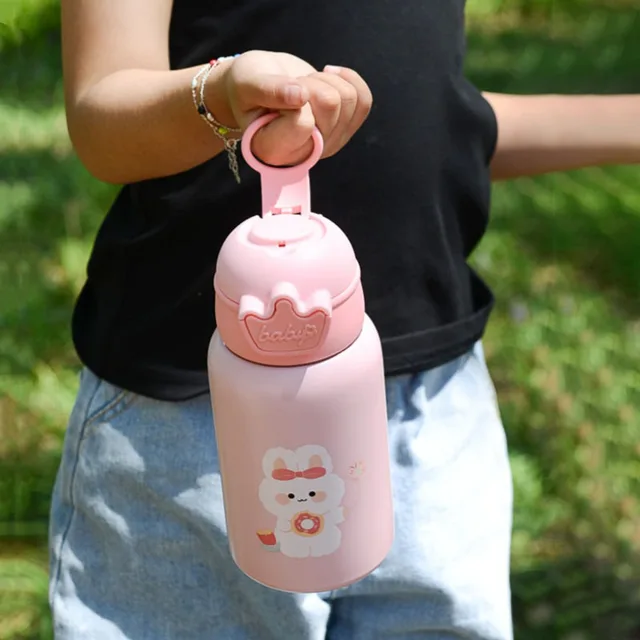 480ml Kids Thermos Bottle Cute Children's Thermal Water Bottle with Straw Stainless Steel Thermos Mug for Kid Portable Water Cup 6
