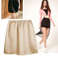 Jupon mi-long en soie de lait avec taille élastique et dentelle, pour femme, idéal pour le bureau et le quotidien, comme sous-robe ou doublure de robe. 2