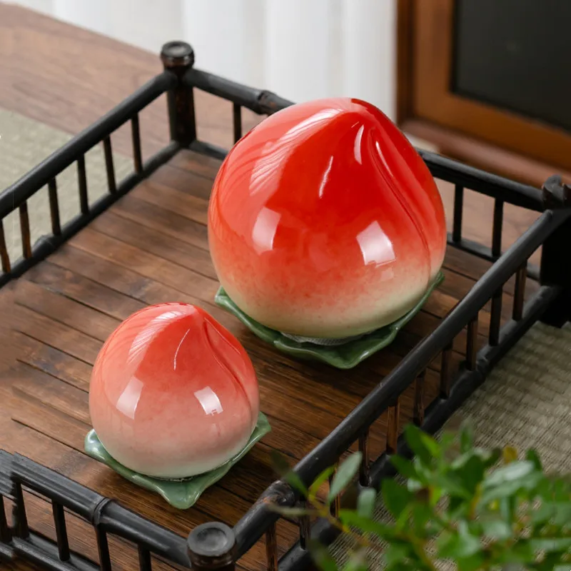Artificial Fruit Storage Tank Ceramic Sealed Storage Jar Tea Caddy Peach Container Orange Tea Organizer Box Mini Cartoon Jar tea canister ceramic storage jar airtight container