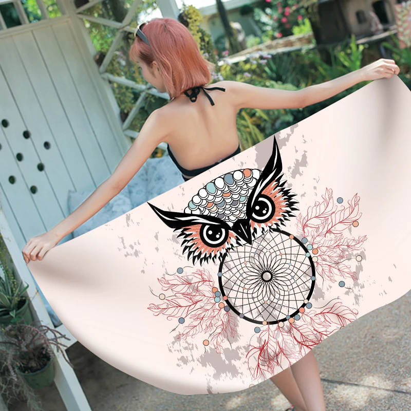 Asciugamano Da Spiaggia Etnico Gufo Dreamcatcher, Sauna Spa, Surf Swim, Vacanze Natalizie, Regalo Di Compleanno, Drop Shipping, 70*150 150*180Cm