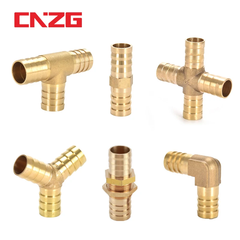 Brass Fitting Copper Pagoda Connector Pipe Fittings 2 3 4 Way Straight L Tee Y Cross 4/6/8/10/12/16/19mm For Gas Water Tube
