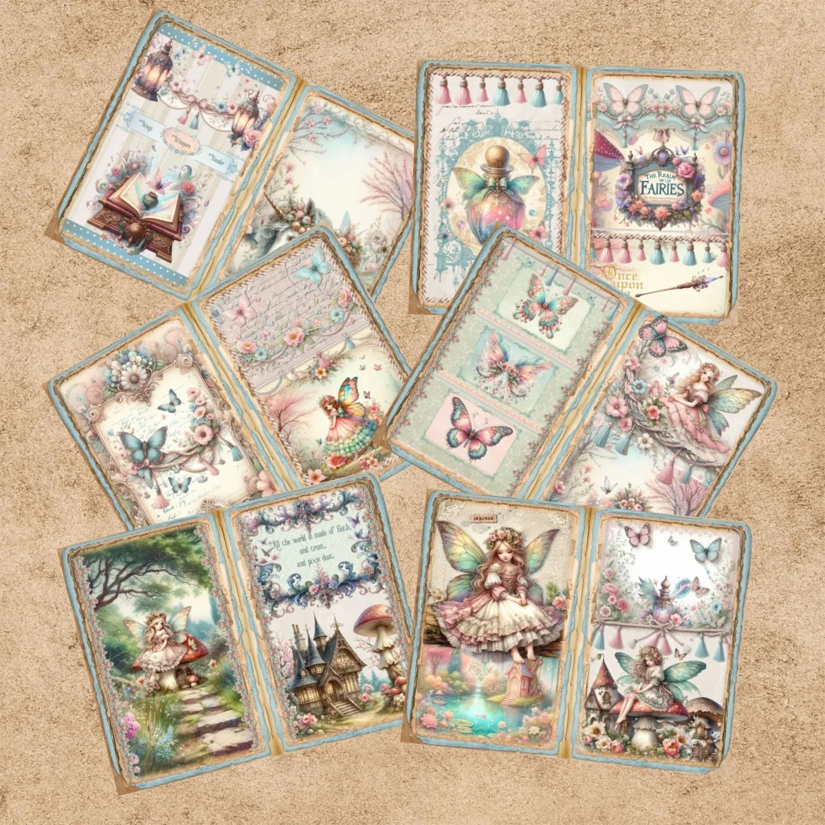 10 Sheets A5 Size Fairy Tale Butterfly Fairy Mushroom House Castle Background Vintage Grunge Journal Planning Scrapbooking scrapbook paper,scrapbooking material,scrapbook materials,scrapbooking paper