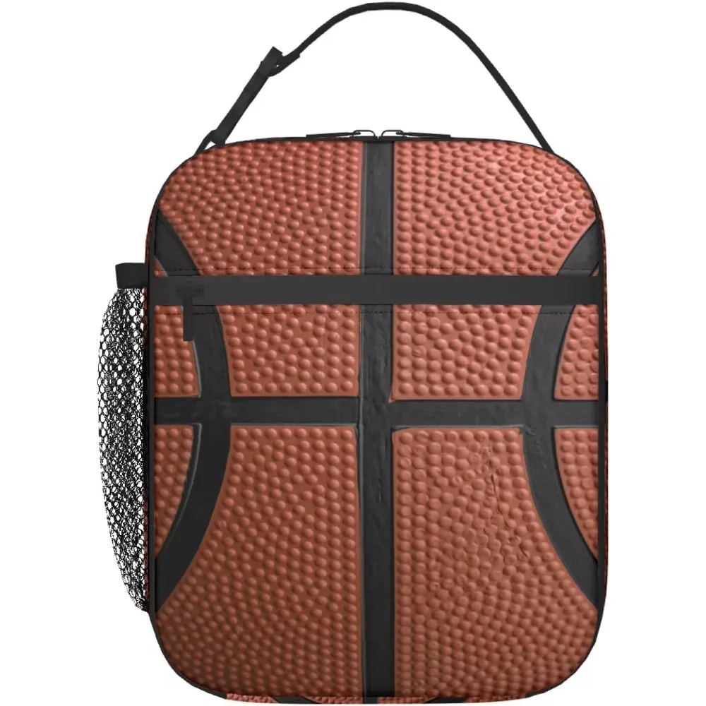 Basketball Insulated Reusable Lunch Box For Men Women Work Office School Picnic Portable Bento Tote Bag Cooler