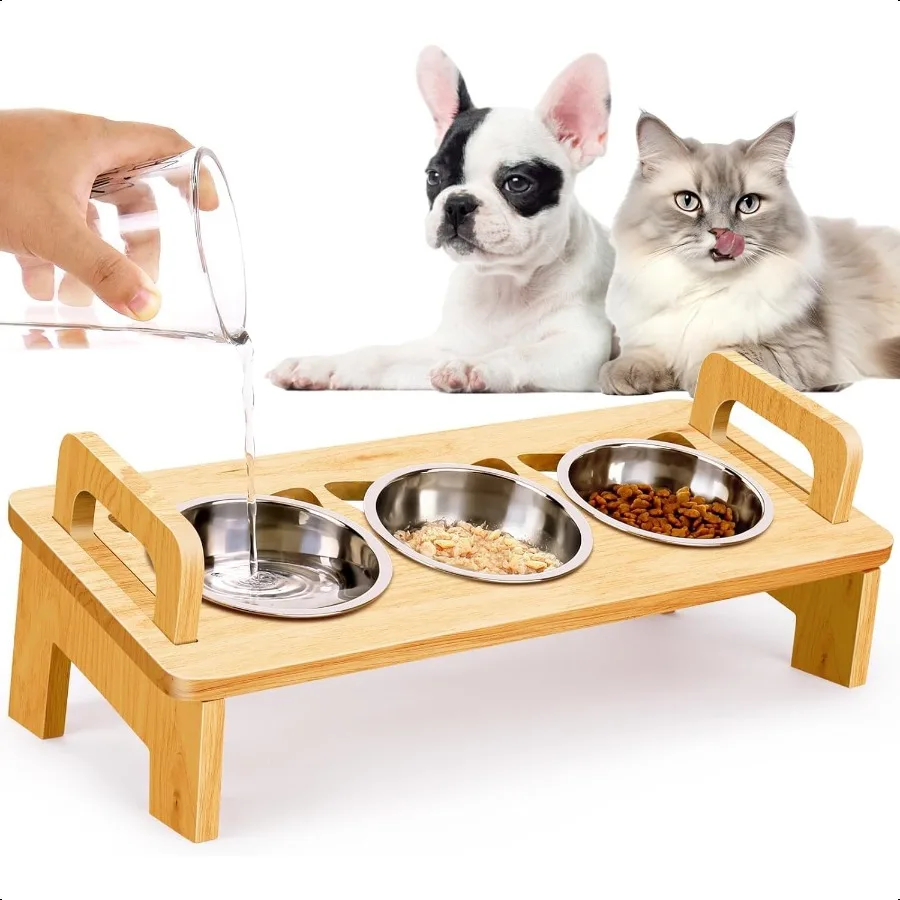 Elevated Cat Food Bowl Set with Stand