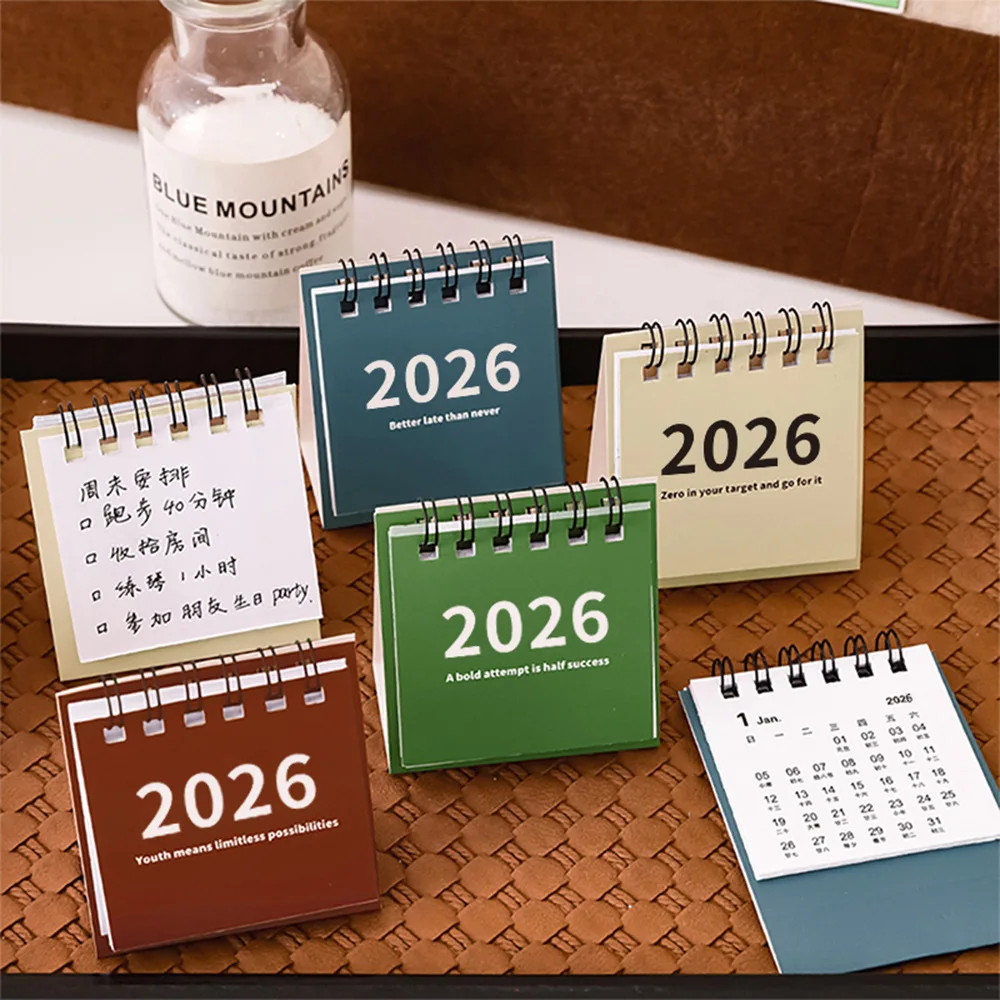 2026 미니 심플 캘린더 소형 책상 캘린더 창의적인 코일 캘린더 플래너 데스크탑 장식 사무용품 선물용