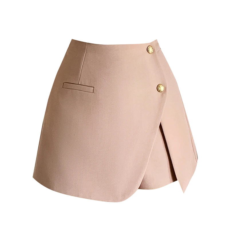 Korean Style Pink Fashion Buttons High Waist Shorts Skirts Womens New Spring Summer A-line Suit Shorts Ladies Casual Culottes 6
