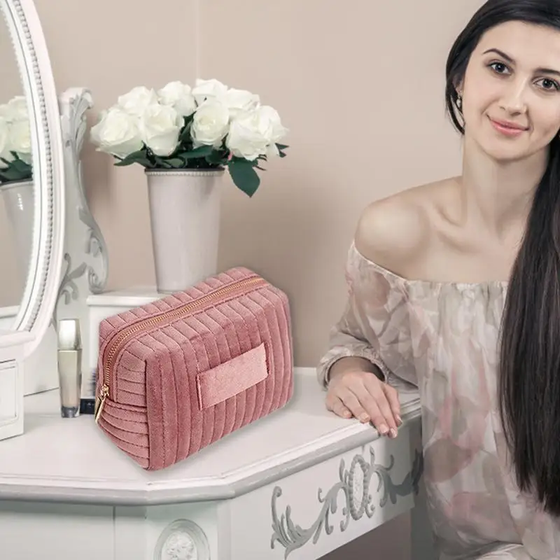 Velvet Makeup Cosmetic Bag Waterproof Travel Toiletry Bag Large Cosmetic Pouch Large Pouch Multifunctional Travel