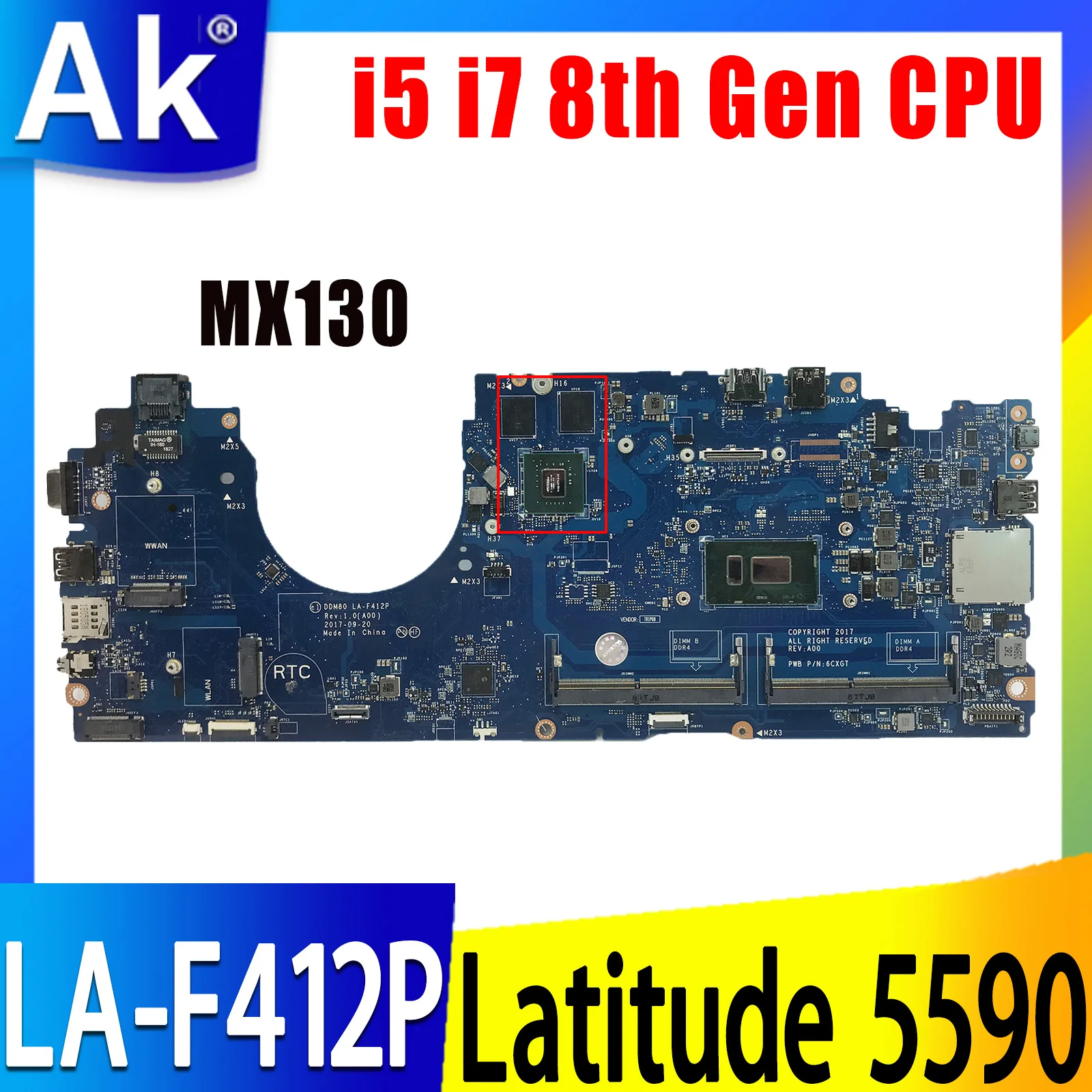 For Dell Latitude 5590 Laptop Motherboard Intel I5 I7 8th Gen Cpu Mx130 Gpu  Cn-0630xh Cn-0p50j0 Mainboard Ddm80 La-f412p - Laptop Motherboard -  AliExpress