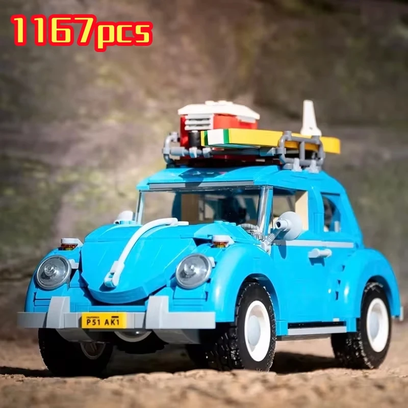 1167PCS Technical Blue Beetle Camper Car Building Blocks Set 1