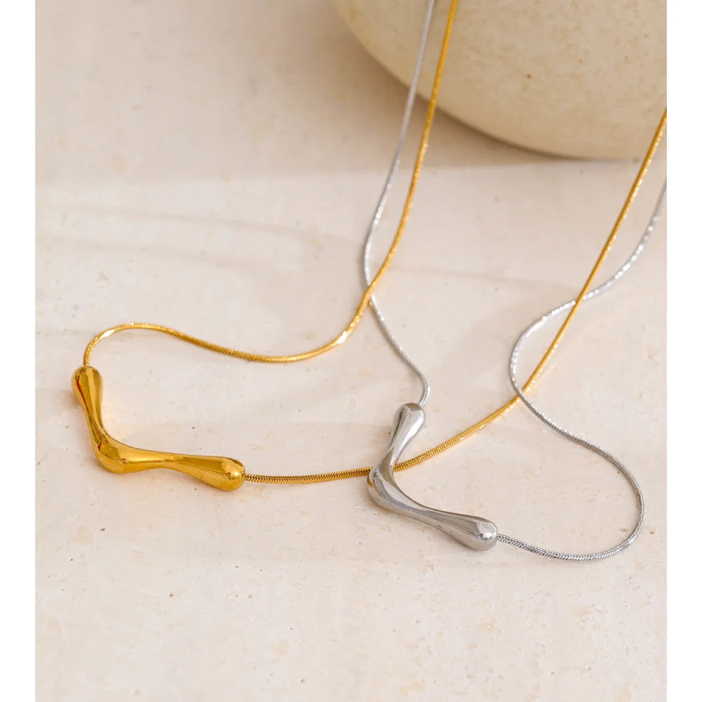 Yhpup Minimalist Stainless Steel Pendant Necklace 18K Gold PVD Plated