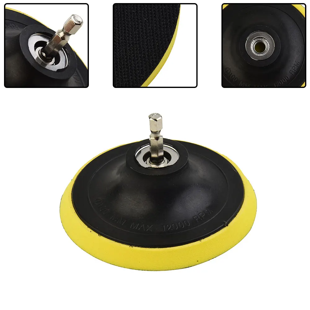 

1pcs 100mm Hook Loop Buffing Pad Rotary Backing Pad With M10 Drill Adapter For Electric Drills Metal Derusting Floor Polishing