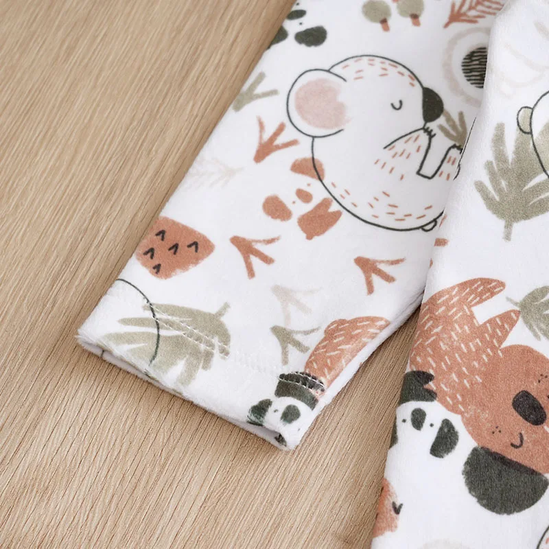 Infant's koala Print 0-18 months Bodysuit Autumn/winter plush and heavy Comfy Long Sleeve Onesie, Baby Boy's Clothing, As Gift 5