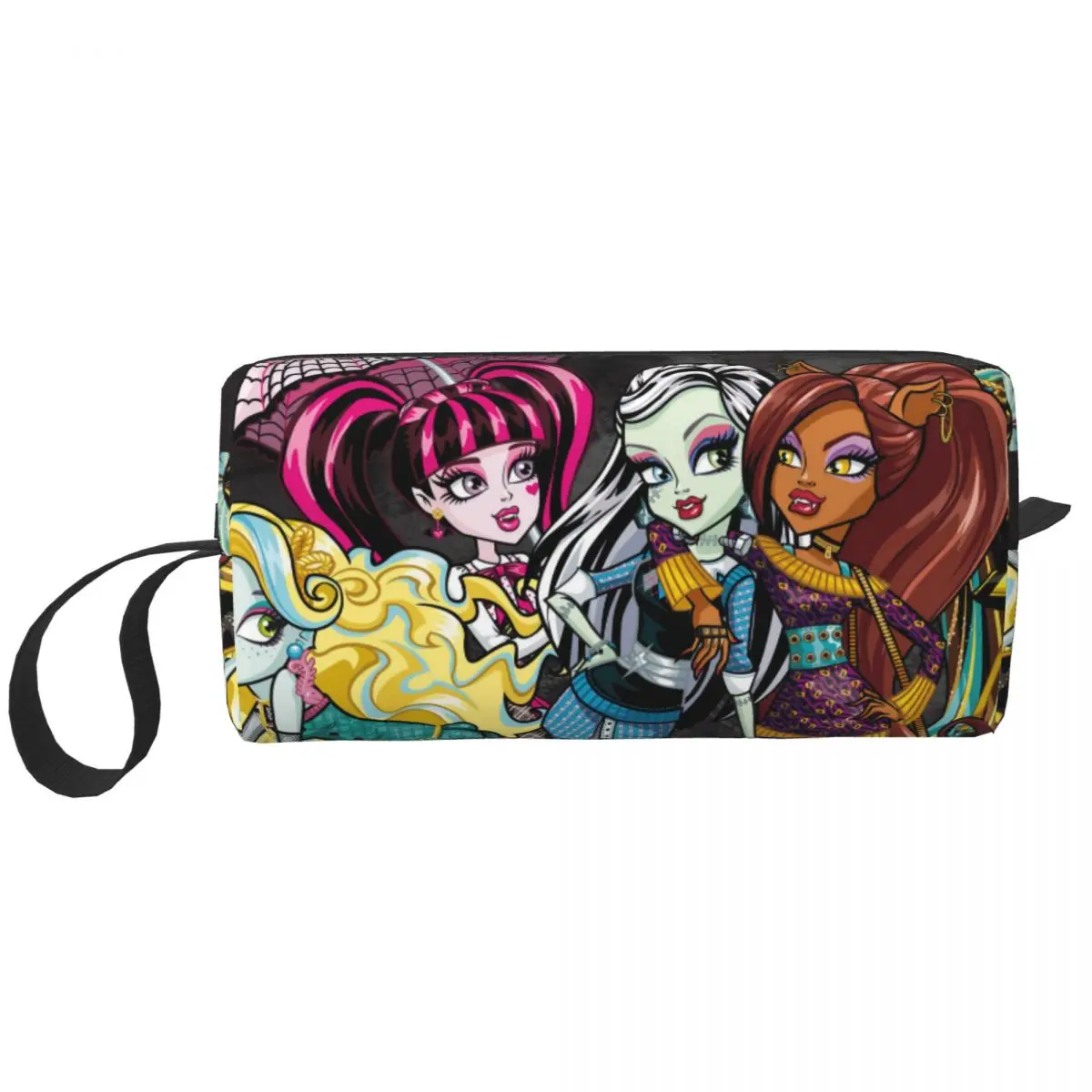Cute Monster High Girl Makeup Bags Draculaura Toiletry Cosmetic Bag Trend Waterproof Makeup Organizer Case