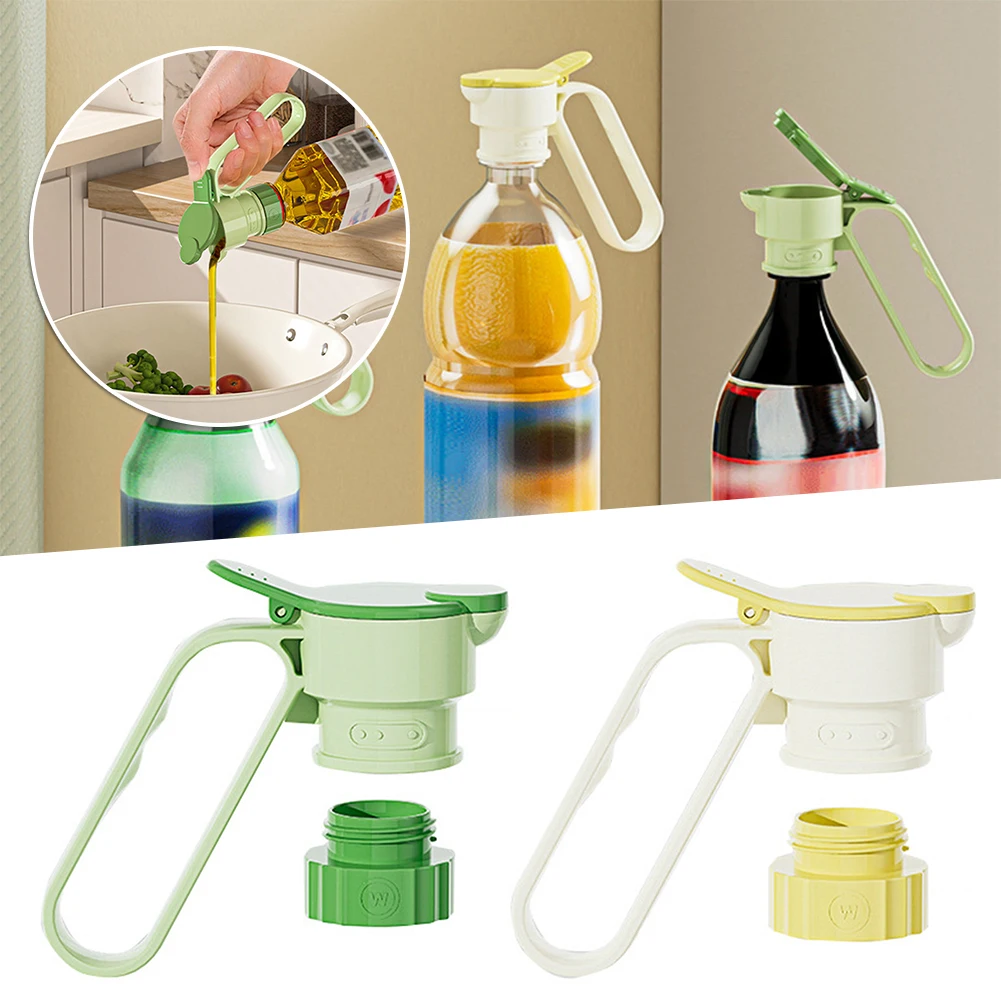Oil Pourer Spout Food Grade Oils Bottle Stopper Cap Leak-Proof Dispenser Carry Handle Press Deflector Cup Cover Seasoning Nozzle