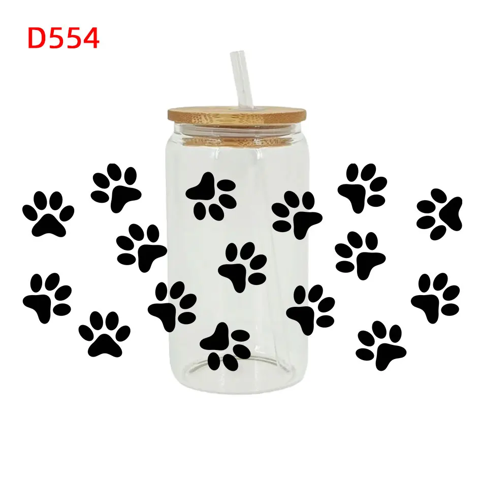 3D UV DTF Transfers Stickers 16oz Cup Wraps Animal Paw Printed For DIY Glass Ceramic Metal Leather Etc Material Surface D380