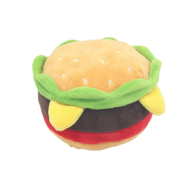 Hamburger/Ice Cream/Pizza Squeaky Plush Dog Toys - Hamburger