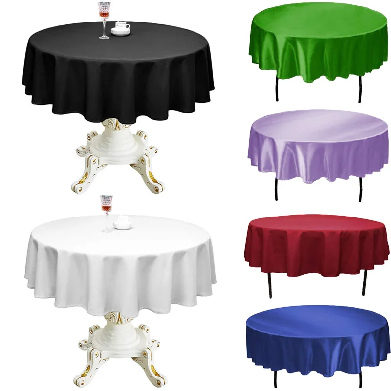 

57 Inch Round Tablecloth Wedding Polyester Circular Table Cover Stretcher Table Skirt Satin Table Cover for Dinner Party