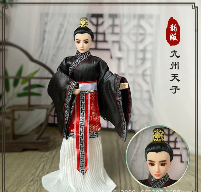 Ancient Dress Doll 30cm Boy Chinese Martial Arts Novel Knight 14 Moveable Joints 3D Eyes Male Doll with Traditional Clothes