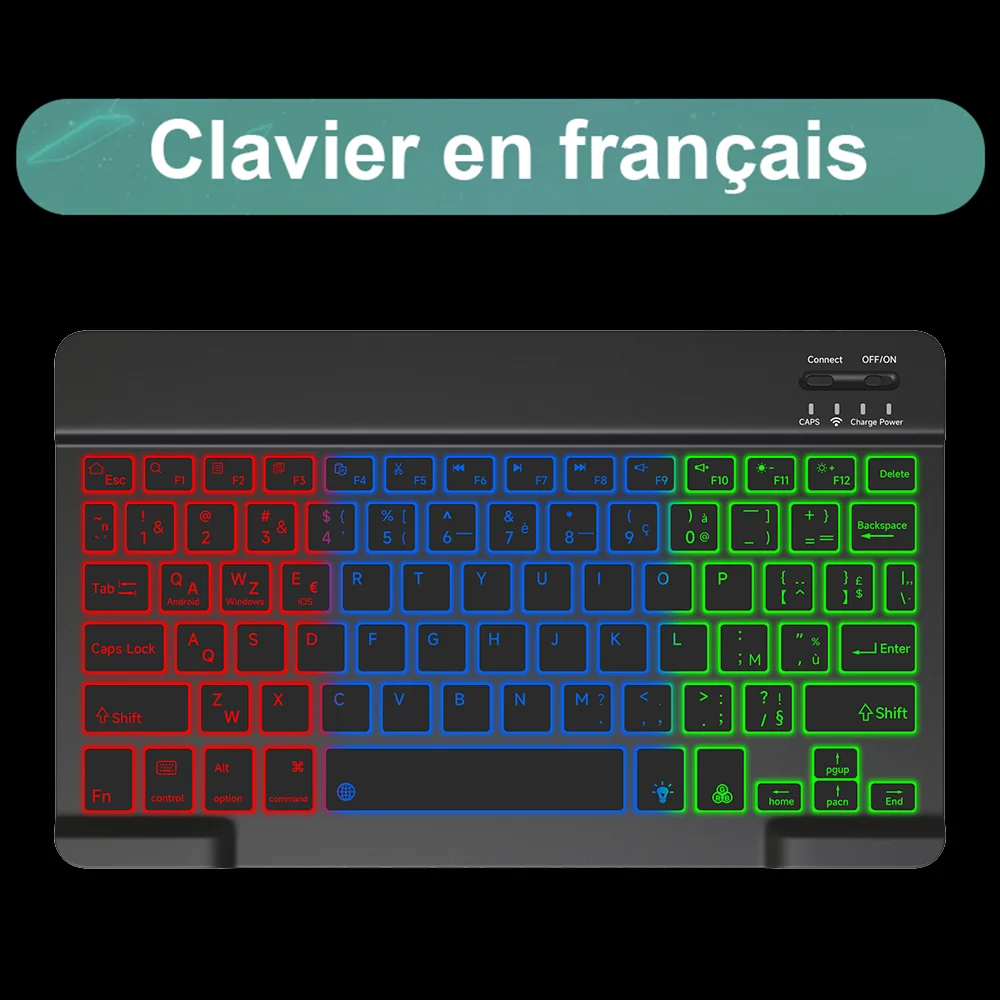 Bluetooth-Tastatur mit Hintergrundbeleuchtung und Maus für iPad, iOS, Android und Windows, wiederaufladbar, für 10-Zoll-Geräte_voghion.com
