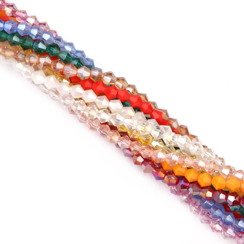 Apx 95 stücke/Strang 4mm Shiny Kristall Perlen Doppelkegel Perlen Facettiert Glas Perlen Lose Spacer Perlen für Armband DIY Schmuck Machen – Detail 8