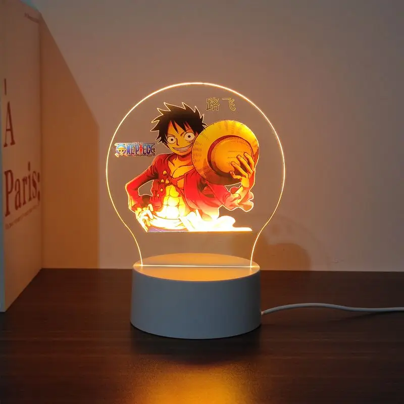 

Anime One Piece 3D Led Night Light Luffy Roronoa Zoro Nico Pirate Ship Illusion Table Lamp Desktop Decoration Holiday Gift