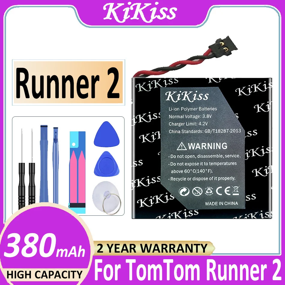 Batteria 332824 380Mah Per Tomtom Runner 2 Runner2 Smartwatch Bateria