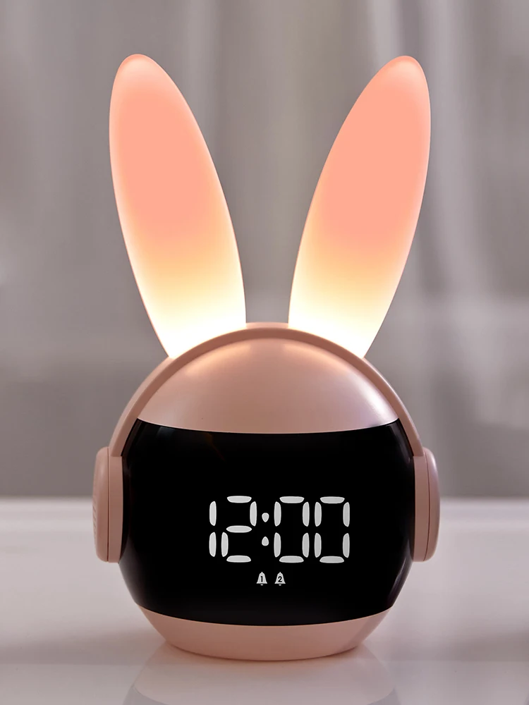 Rainbow Rabbit Led Digital Alarm Clock Electronic Led Display Sound