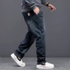 Elastic Waist Denim Jeans Men Tie Rope Harlan Oversized Men Loose High Quality Classic Daily Big Man Denim Trousers 2