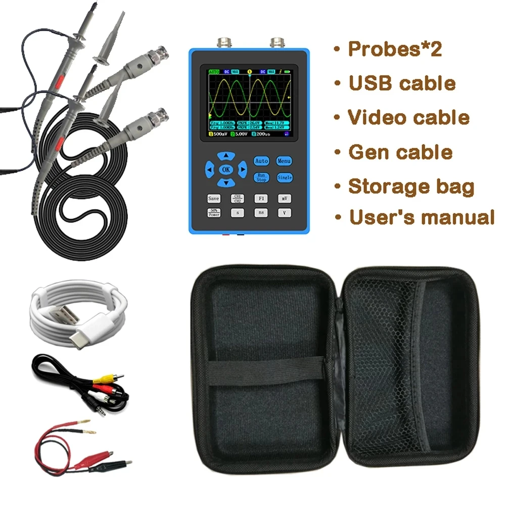 

Digital Oscilloscope 2.8 Inch Portable 120M Bandwidth Dual Channel Oscilloscope Signal generator FFT Spectrum Analysis