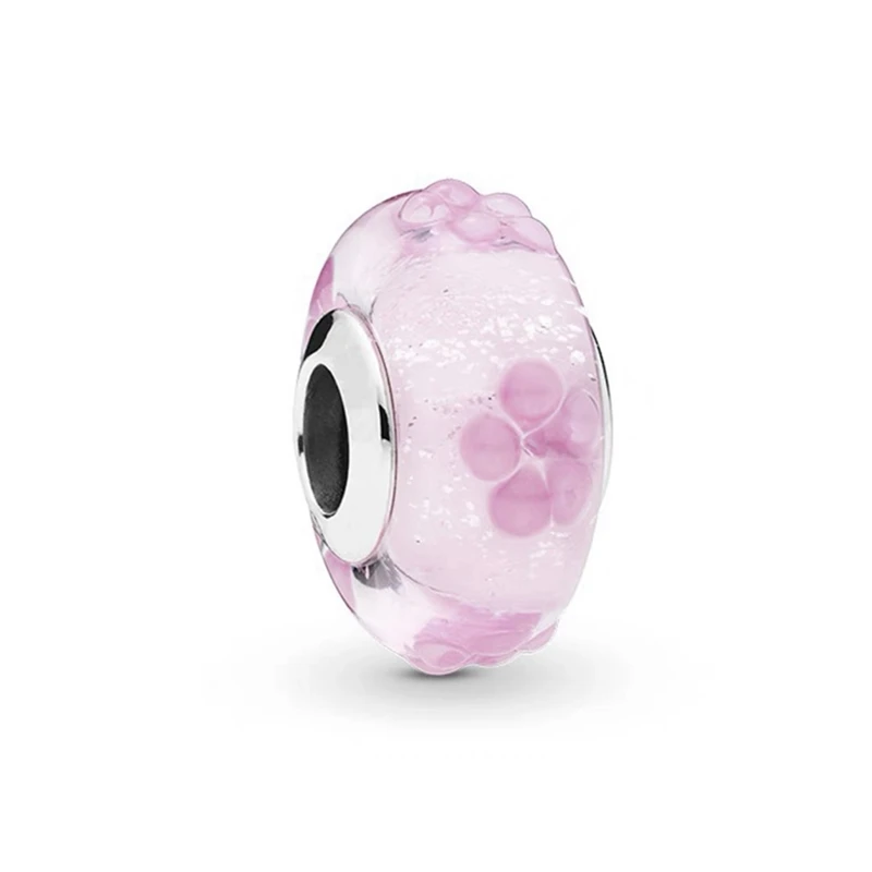 Sparkling Pink Flowers Series Cherry Blossom Daisy Charm Beads Fit Original 925 Silver Bracelet DIY Women Jewelry Gifts 4