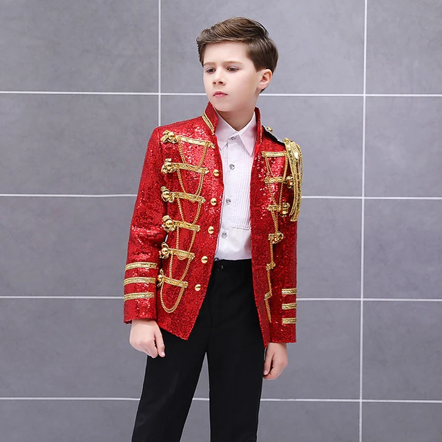 Giacca Di Paillettes Per Ragazzo - Blazer Glitter Manica Lunga Con Cappello Fedora - Foto 11