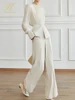 2-Piece Suit for Women, Elegant Top & Wide Leg Pants Set