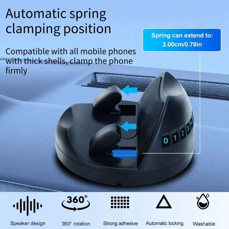 Dashboard Car Phone Holder 360-Degree Rotation Head-Up Phone Mount Stable Universal Auto Stand with Luminous Number Plate