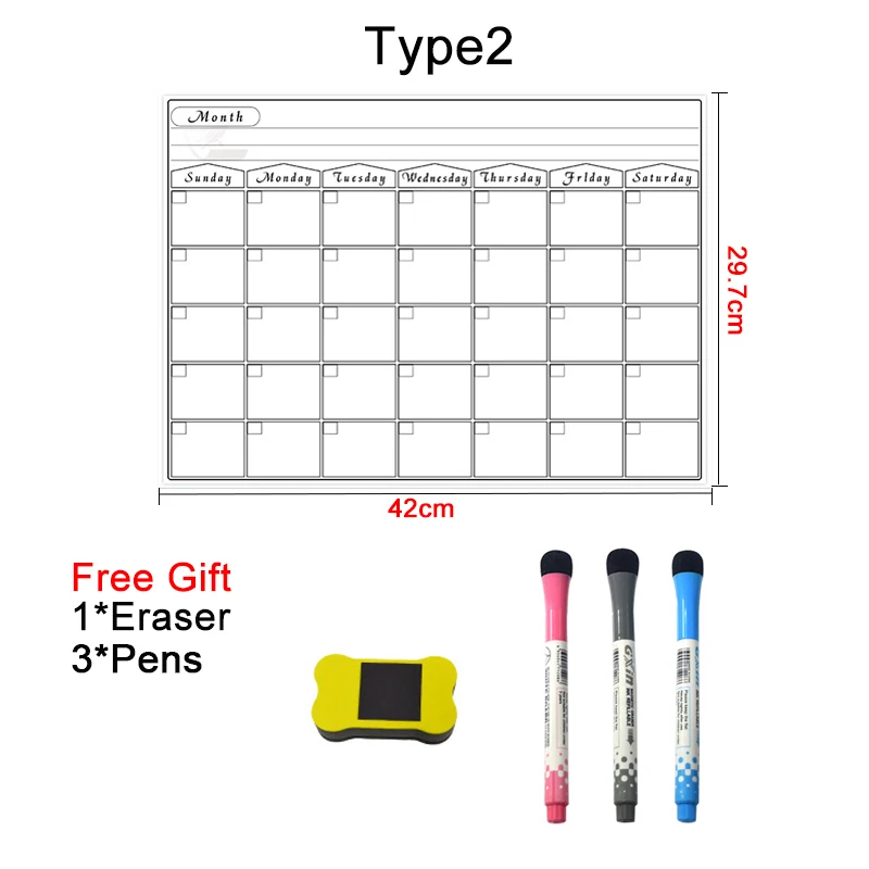 A3 Dry Erase Magnetic Monthly Weekly Planner Calendar Markers Fridge Whiteboard Erasable Magnet Daily Memo Refrigerator Sticker magnetic calendar,dry erase whiteboard,magnetic whiteboard,magnetic dry erase board
