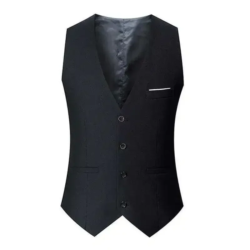 Men's Casual Business Vests Slim Fit Formal Business Vest Large Size Waistcoat for Suit or Tuxedo Wedding Formal Prom 4
