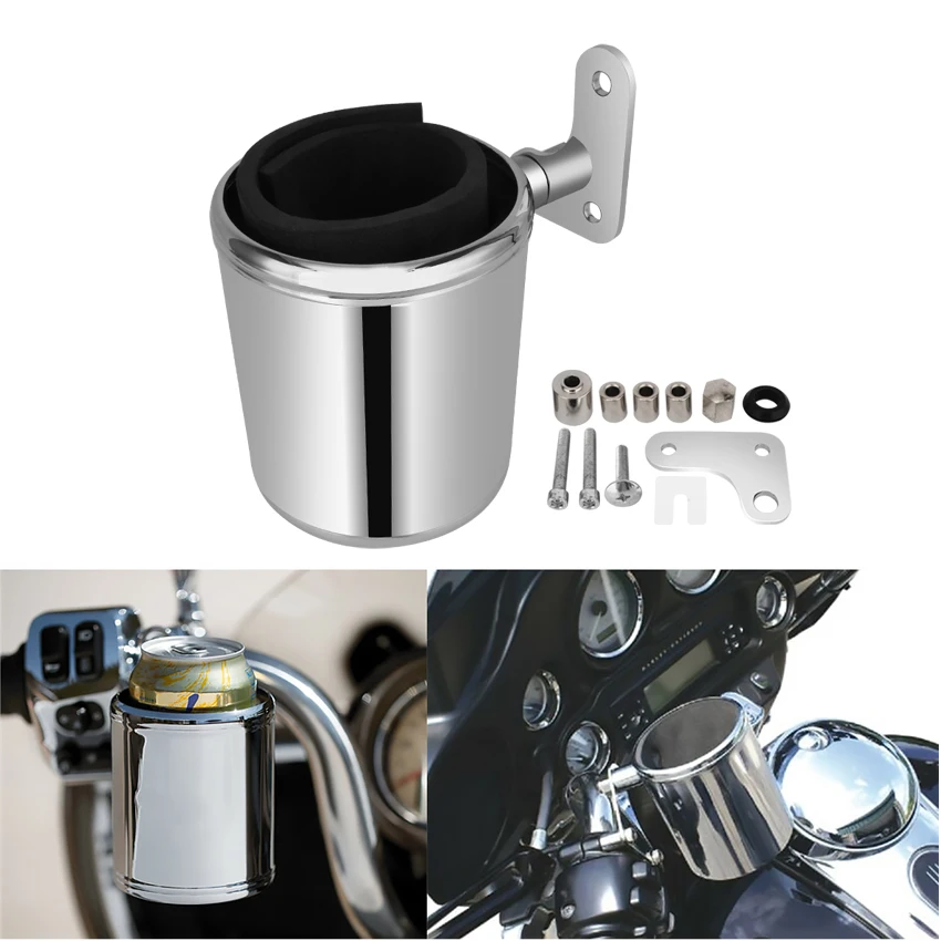 Chrome Motorcycle Water Drink Bottle Holder Cup Bracket 22 25 32 mm