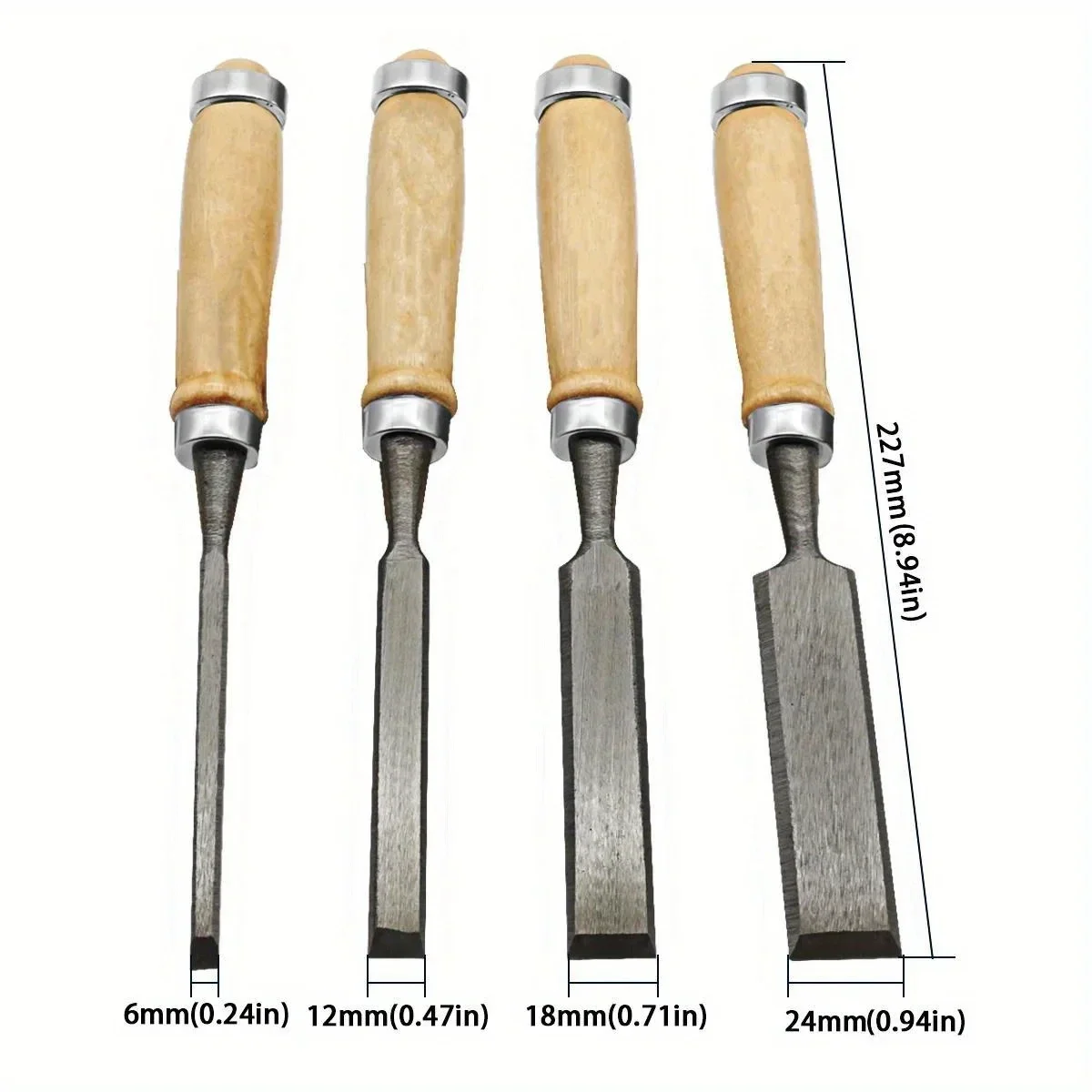 8/12/16/20mm 4 Pcs Wood Carving Chisels Set 6