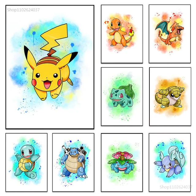 Peinture à l'huile numérique japonais classique Anime Pokemon Pikachu  bricolage peint à la main toile peinture par numéro décor à la maison  cadeau - AliExpress