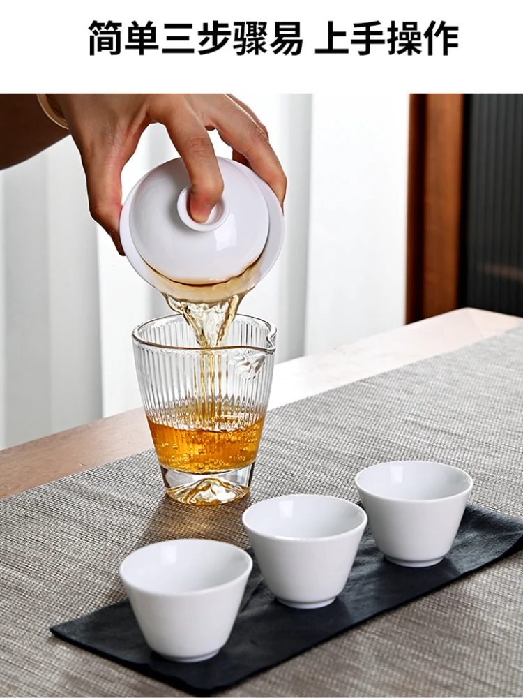 Tea Set Portable Ceramic Tea Set For Outdoor Travel Quick Cup Minimalist Trio Car-mounted