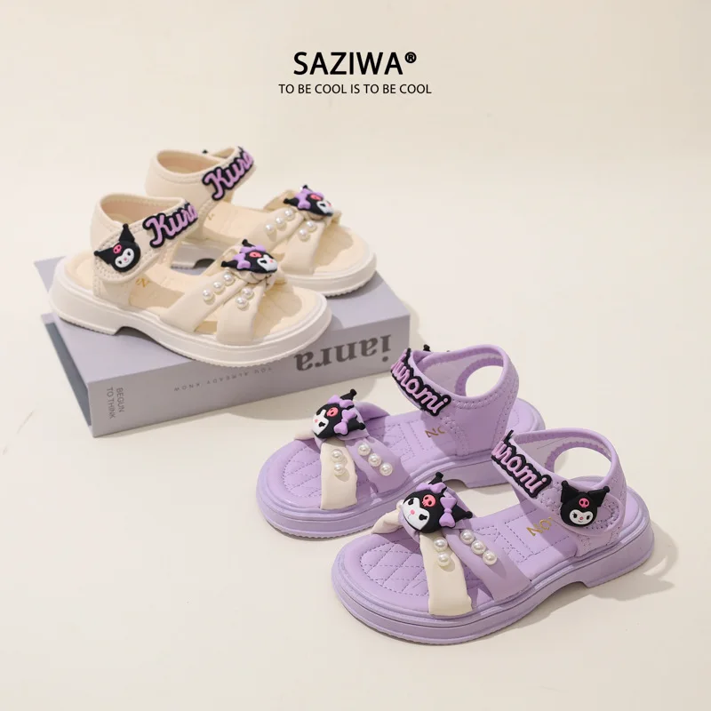 

Kawaii Sanrio Anime Kuromi Sweet Casual Sandals Summer Cute Cartoon Children Ins Fashion Beach Shoes Lovely Gifts for Kids
