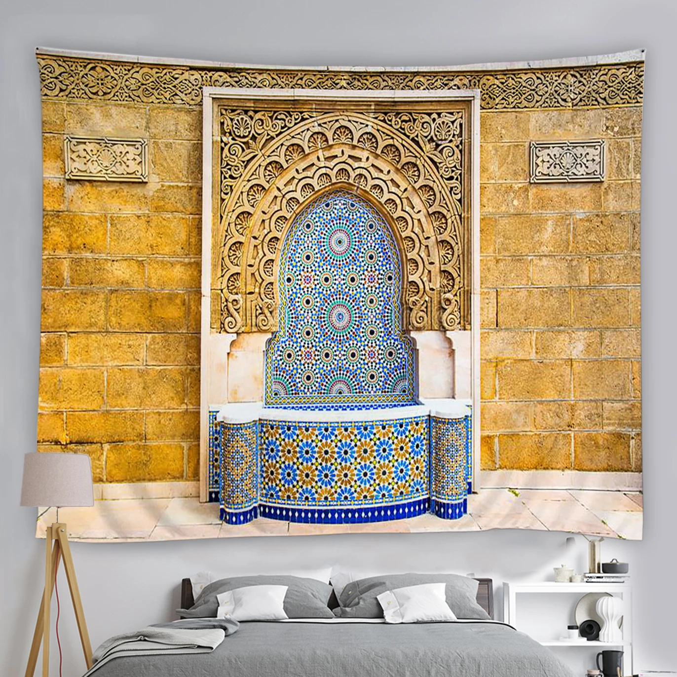 Grande Tapisserie Murale Vintage - Sultan Turc Sur Velours Marocain - 55x39 Pouces