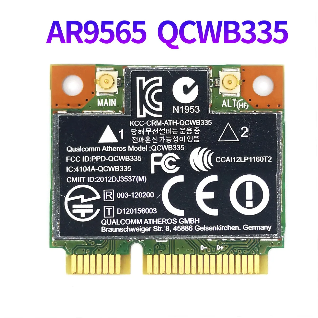 Hot sale AR9565 WiFi Card QCWB335 Mini PCIE Bluetooth 4.0 150Mbps 2.4G for XP Win7 Win8 Linux System